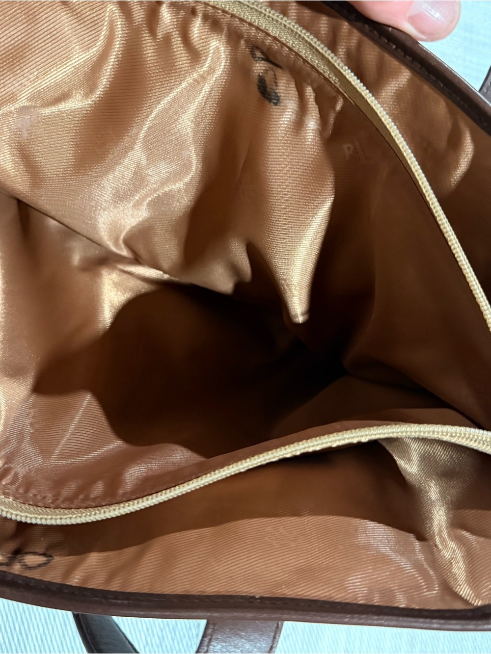 Ralph Lauren Tan Jacquard & Dark Brown Leather Tote - Picture 8 of 8